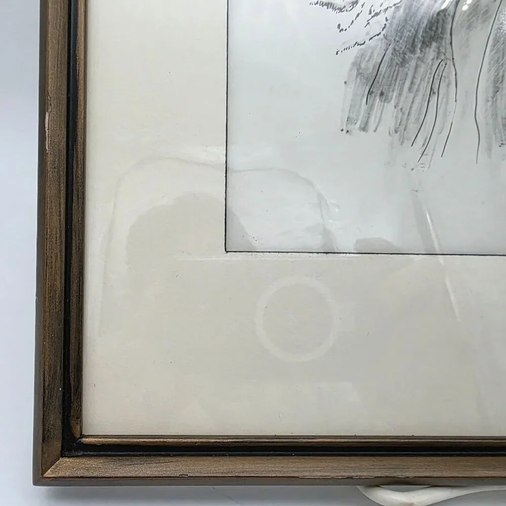 Framed Black & White Samuel Seabury Illustration Original Wooden Frame 11.5
